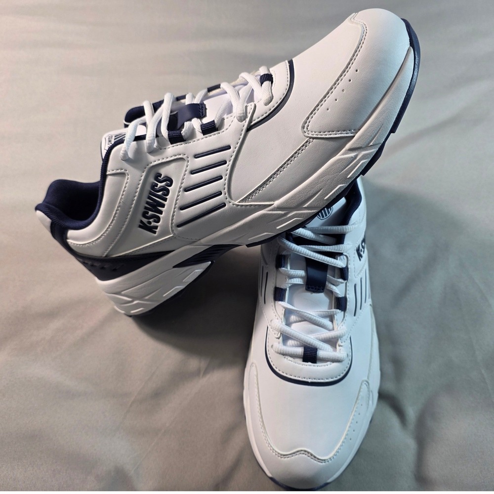K-Swiss Fario Sneakers Mens 11 White Navy Blue Athletic Shoes 1918803 NEW